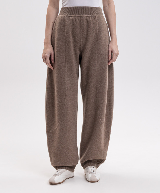 Max Mara Коричневые джоггеры CESTO из шерсти и кашемира MXSCESTO изображение 2