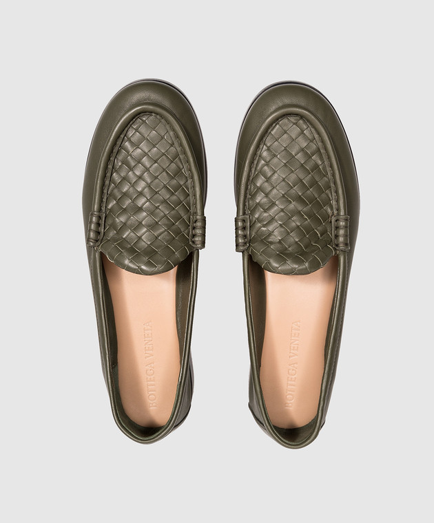 Bottega Veneta Зеленые кожаные лоферы Silenzio 876126VBSDO изображение 4