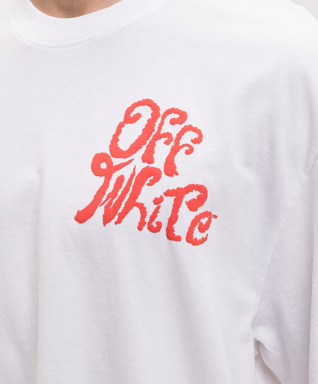 Off-White Біла футболка з принтом логотипа 44MAA120S26J00M зображення 5