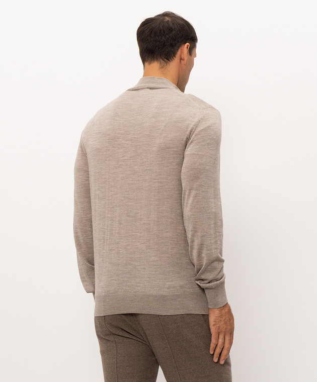 Doriani Cashmere Бежевый джемпер из шерсти, шелка и кашемира с молнией 1818179 изображение 4