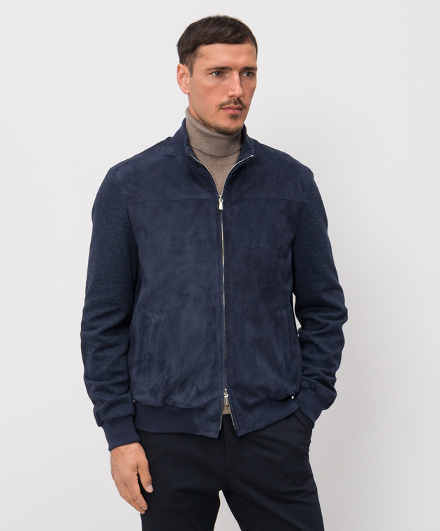 Enrico Mandelli Синяя комбинированная куртка 3T907A7405 изображение 3