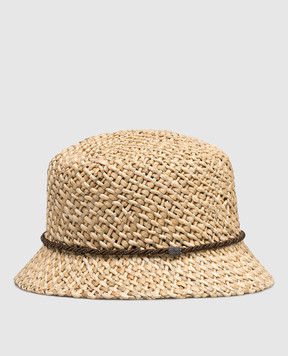 Peserico Бежева солом'яна панама з ланцюжком моніль S36219C0CC846