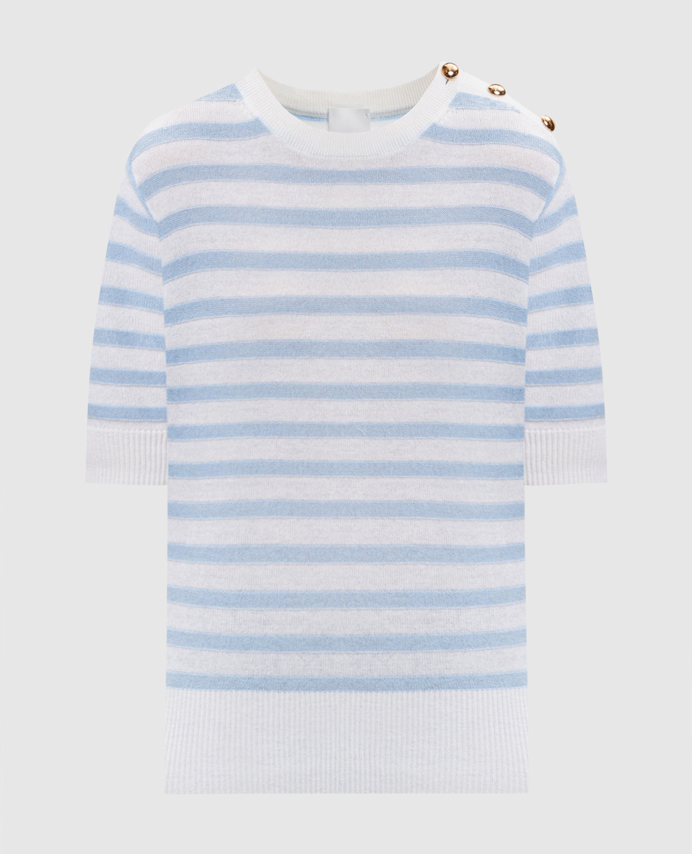 

Джемпер из шерсти и кашемира в полоску, Белый, Джемпера