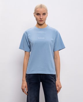 Balenciaga Блакитна футболка Back з логотипом 850990TTVJ1