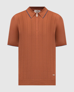 Enrico Mandelli Коричневе поло із шовку з логотипом 3K066A5675