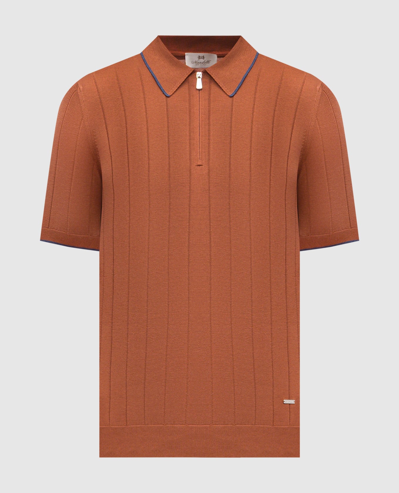 Коричневое поло из шелка с логотипом