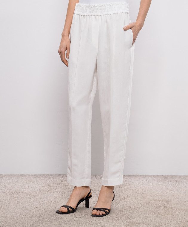 Brunello Cucinelli Білі штани з льоном MH126P7197 зображення 3
