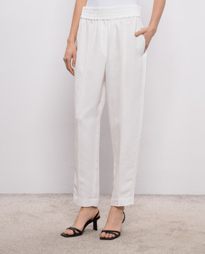 Brunello Cucinelli Білі штани з льоном MH126P7197