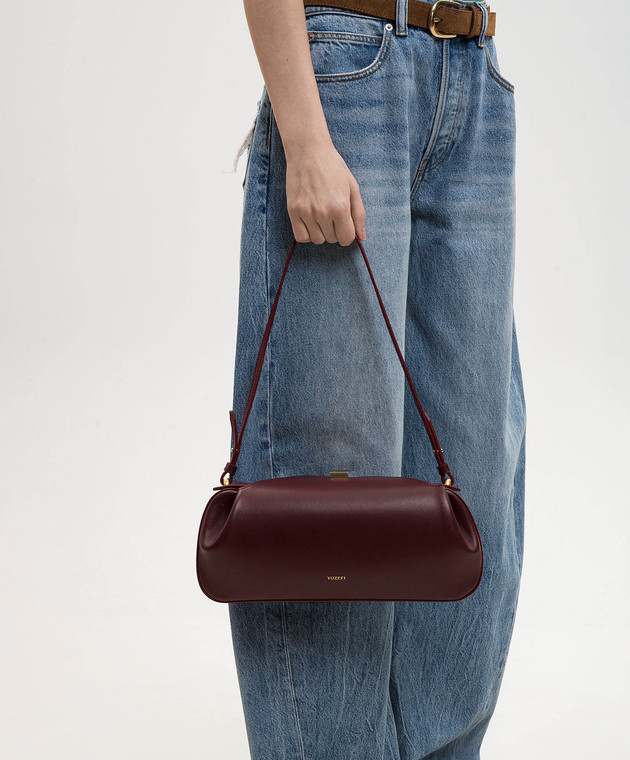 YUZEFI Бордова шкіряна сумка-багет Oyster OYSTERCLUTCH зображення 2