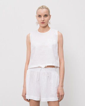 Twinset Білий топ з льону 261TT2303