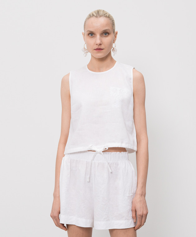 Twinset Білий топ з льону 261TT2303 зображення 3