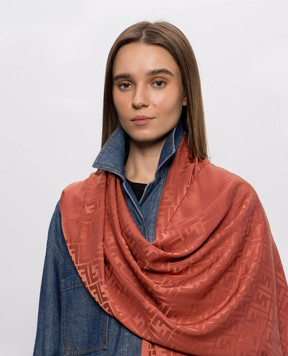 Fendi Теракотовий шарф із шовку в тканий візерунок FXT185ANBE
