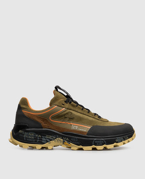Premiata Комбіновані кросівки кольору хакі Devin DEVIN501