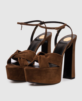 Saint Laurent Коричневі замшеві босоніжки FRANCIANE 86973027D00