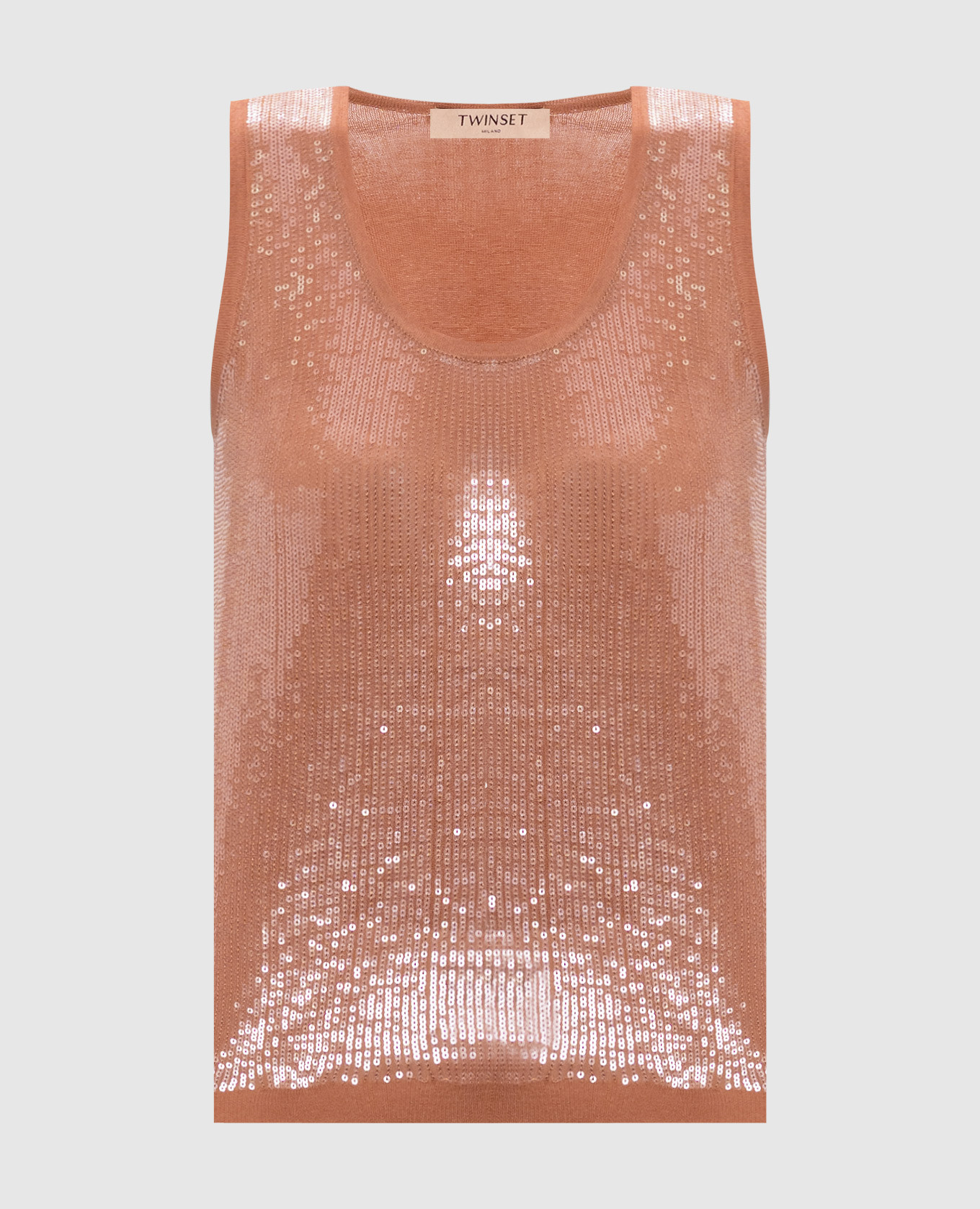 Коричневый топ с пайетками