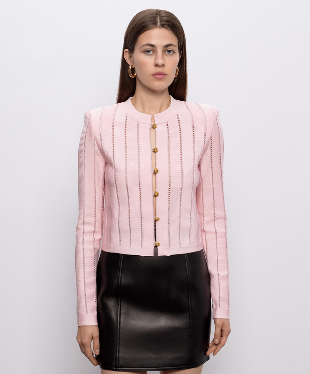 Balmain Розовый кардиган Fléchage HF1KL459KK01 изображение 3
