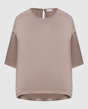 Brunello Cucinelli Бежевая блуза из шелка M0C59DZ310