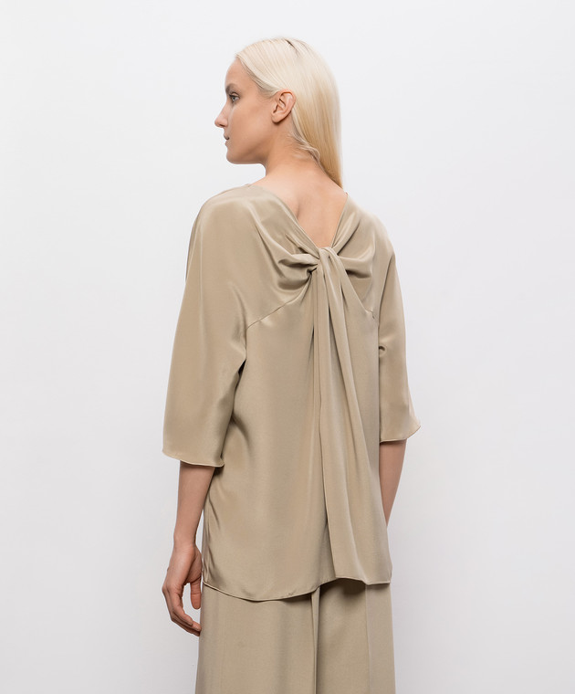 Max Mara Бежева блуза MXEGATTINI із шовку MXEGATTINI зображення 4