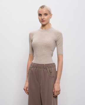 Brunello Cucinelli Бежевый топ с кашемиром с люрексом M9A822200