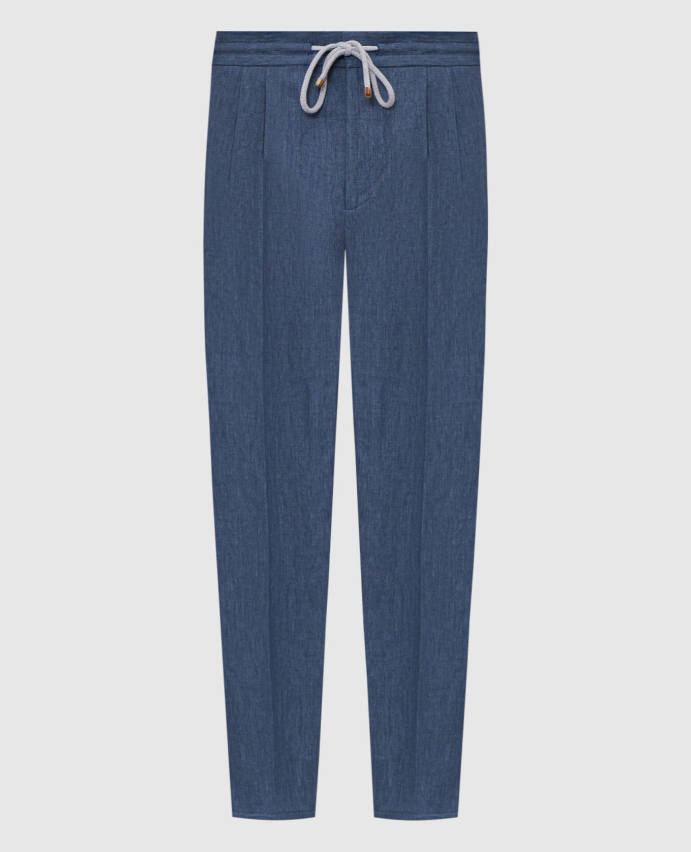 

Синие брюки из льна, Синий, Зауженные брюки