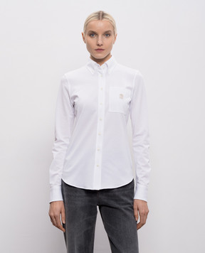 Brunello Cucinelli Белая рубашка с вышивкой эмблемы ML944VT706