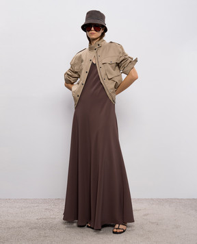 Brunello Cucinelli Коричнева сукня максі з шовком MA029A5450