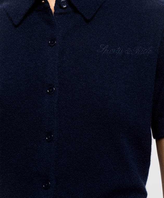 Sporty & Rich Синий кардиган Jannie с короткими рукавами WS10085326BL106 изображение 5