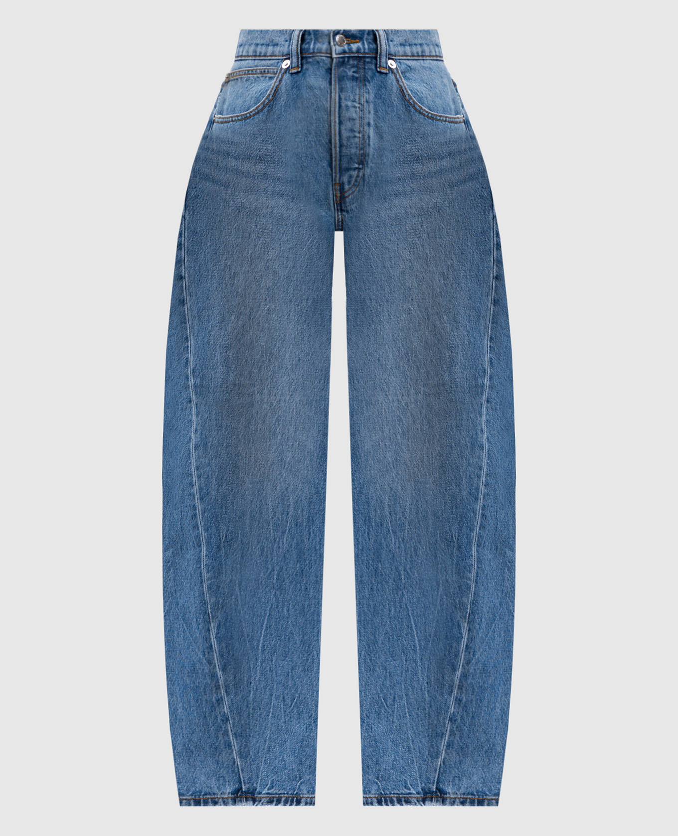 

Синие джинсы-бананы с логотипом, Синий, Широкие джинсы