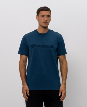 Moncler Синя футболка з фактурним логотипом L20918C0001189AUG