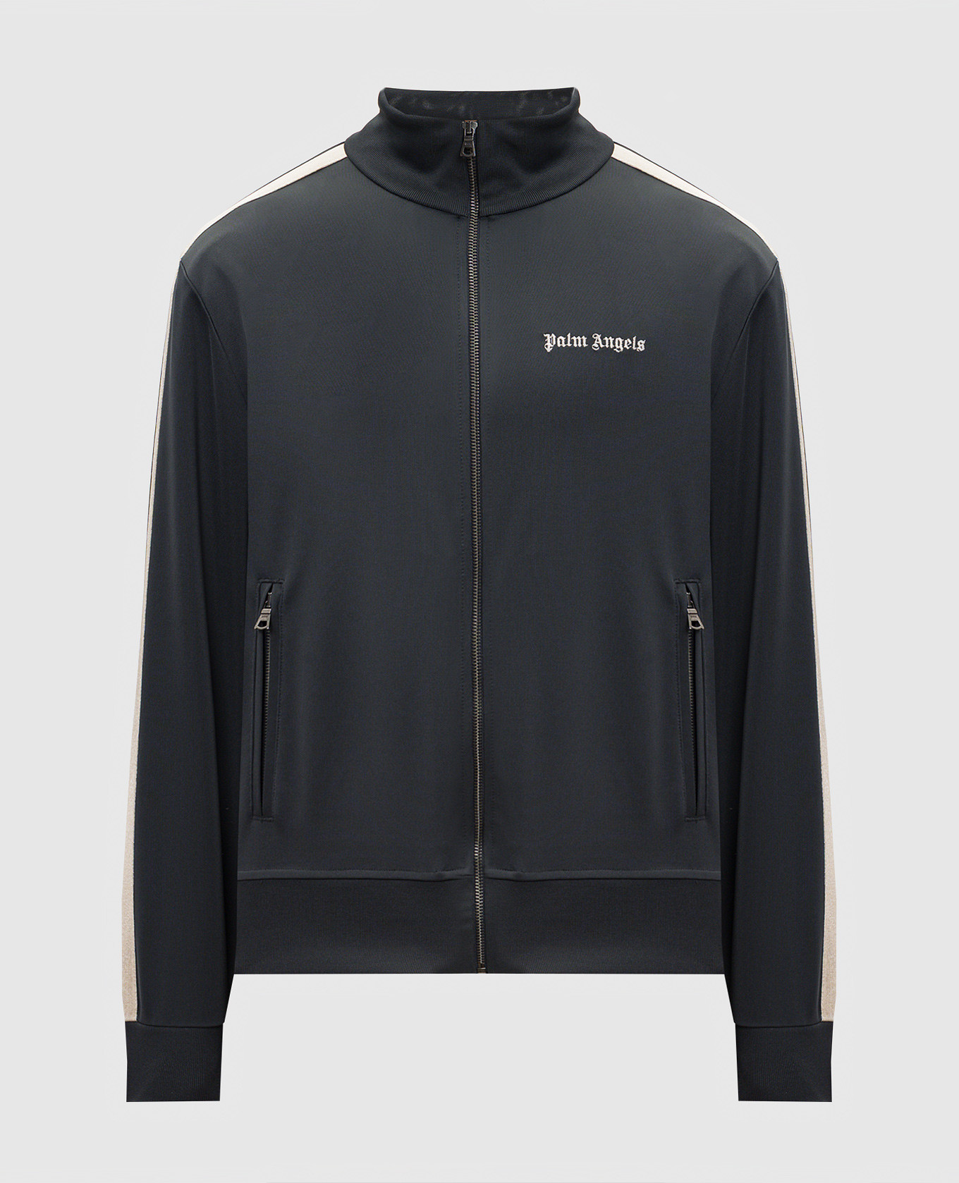 Серая спортивная куртка с вышивкой логотипа