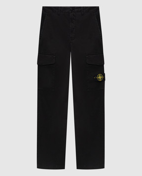 Stone Island Чорні штани карго з патчем логотипа L1S153100023S0012