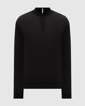 Doriani Cashmere Черный джемпер из шерсти, шелка и кашемира с молнией 1818179