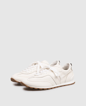 Brunello Cucinelli Шкіряні кросівки кольору айворі MZDKG3235