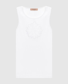 Twinset Белый топ в рубке с логотипом 261TP2090