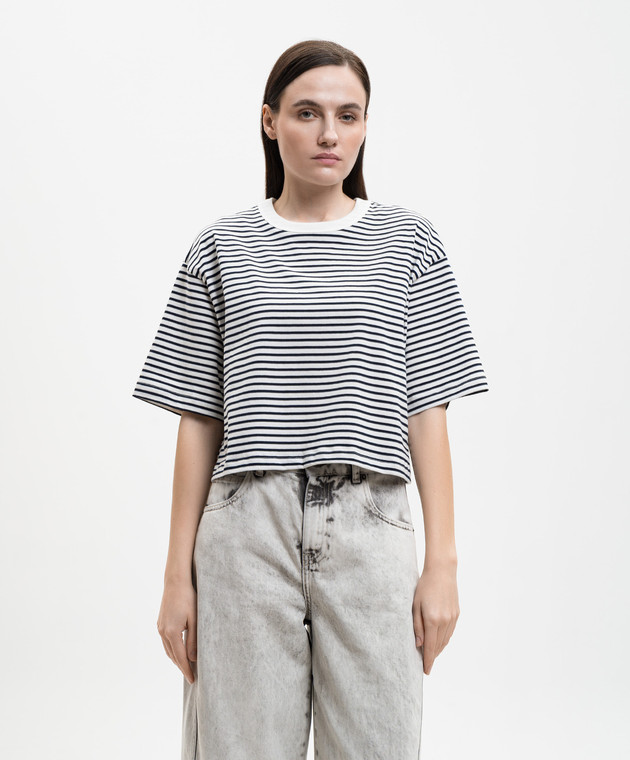 Solotre Белая футболка в полоску M1AB0056 изображение 3