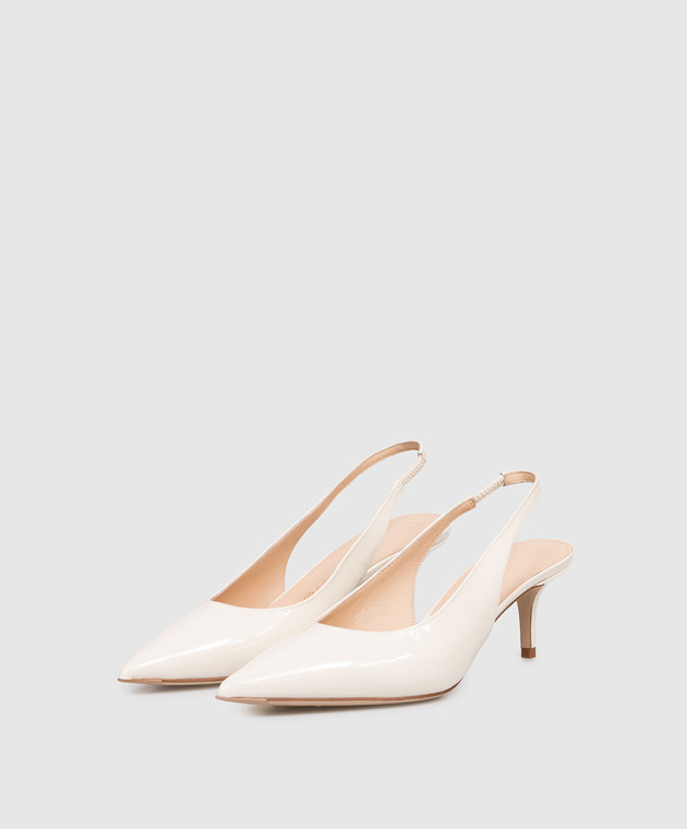 Babe Pay Pls Шкіряні лаковані слінгбеки кольору айворі 215604LA зображення 2