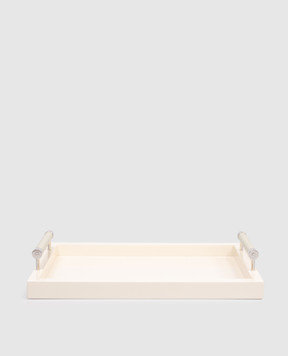 Giobagnara Бежевий лакований піднос зі шкірою VPLPIVORYCHROMERV109RV109