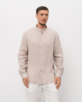 Brunello Cucinelli Бежевая рубашка из льна MA6980625