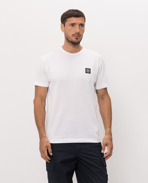Stone Island Біла футболка з контрастною нашивкою логотипа L2S152100027S0013