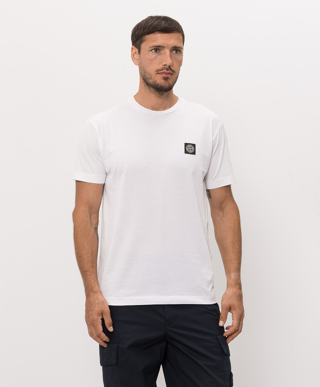 Stone Island Біла футболка з контрастною нашивкою логотипа L2S152100027S0013 зображення 3
