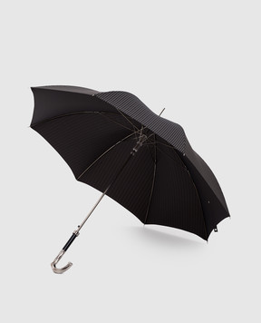 Pasotti Черный зонтик-трость в полоску с логотипом OMIT478MILLENIU514063