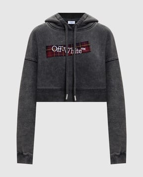 Off-White Серое укороченное худи Bookish Crop с логотипом OWBB056F25FLE003