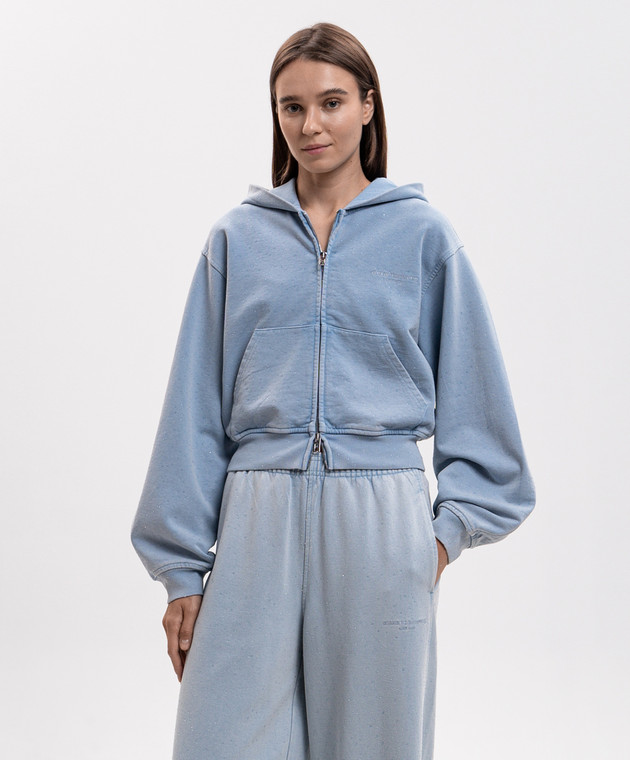 Alexander Wang Голубая спортивная куртка с кристаллами 1CC3262768 изображение 3