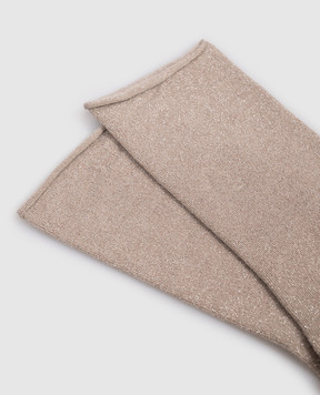 Brunello Cucinelli Бежевые носки с кашемиром и шелком с люрексом M41945019P