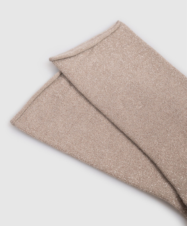 Brunello Cucinelli Бежеві шкарпетки з кашеміром та шовком з люрексом M41945019P зображення 2