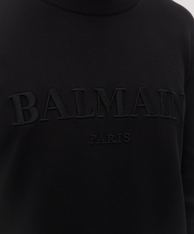 Balmain Чорний джемпер з вишивкою логотипа HH1KD185KK24 зображення 5
