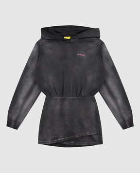 Off-White Дитяча сіра сукня міні з ефектом потертості 44GDF005F5F002