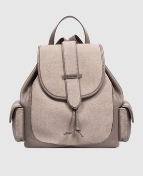 Peserico Коричневый комбинированный рюкзак с брендовым патчем A38372C0CC755