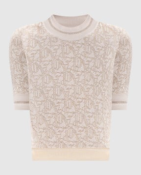 Palm Angels s Бежевий топ у візерунок з люрексом PWHT010R24KNI001