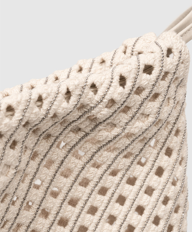 Brunello Cucinelli Бежевая ажурная сумка Pouch Precious MBRTD2808P изображение 4